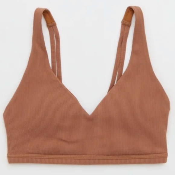aerie Other - AERIE OFFLINE By Aerie Ribbed Plunge Sports Bra Size Small Canyon Sun
